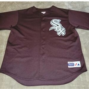 Vintage Rare Chicago White Sox Majestic Jersey Wine/Burgundy Sewn Patches XL
